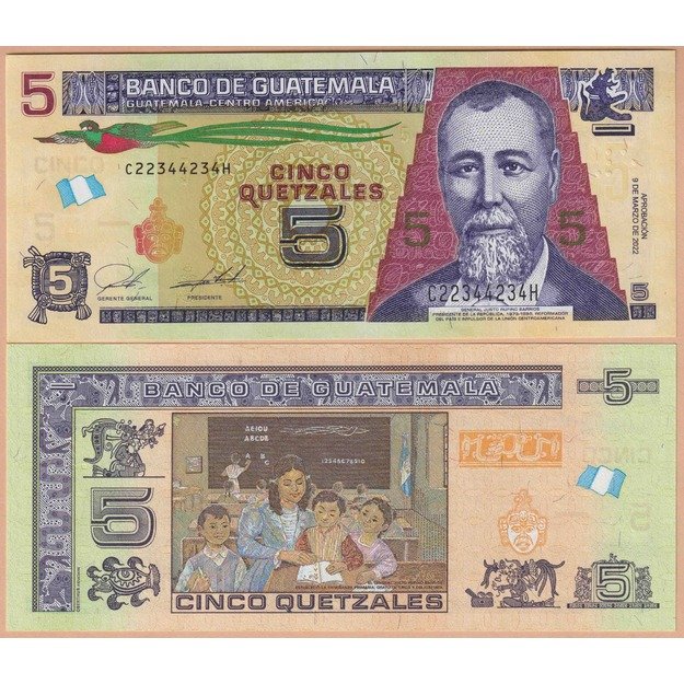 Gvatemala 5 ketsaliai 2022 p#W122A UNC