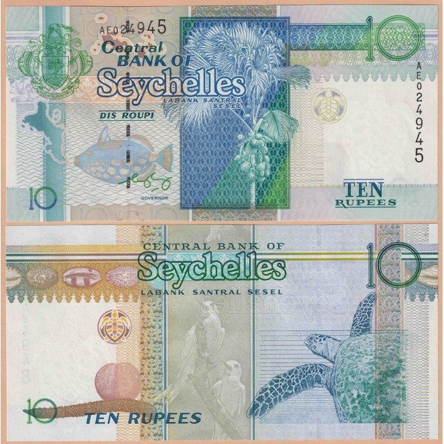 Seišeliai 10 rupijų 1998-2008 p#36b UNC