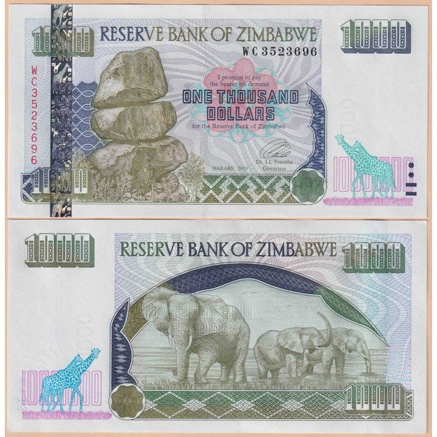 Zimbabvė 1000 dolerių 2003 p#12a UNC