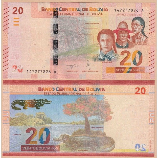Bolivija 20 bolivianų 2019 p#249(1) UNC