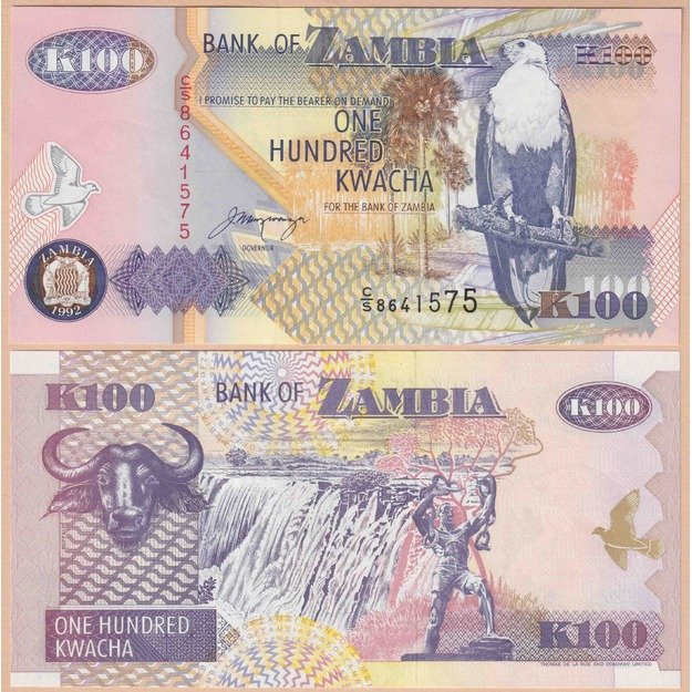 Zambija 100 kvačų 1992 p#38b UNC