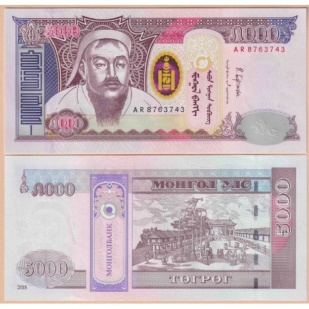 Mongolija 5000 tugrikų 2018 p#68d UNC