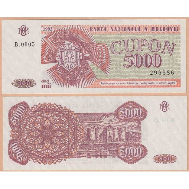 Moldavija 5000 kuponų 1993 p#4 UNC