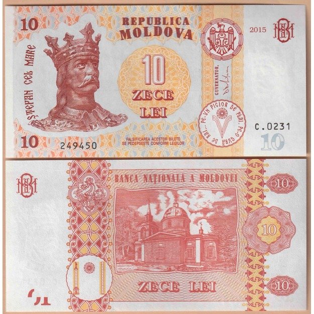Moldavija 10 lėjų 2015 p#22 UNC
