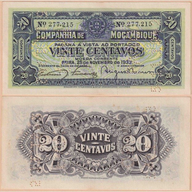 Mozambikas 20 centavų 1933 p#R29 UNC
