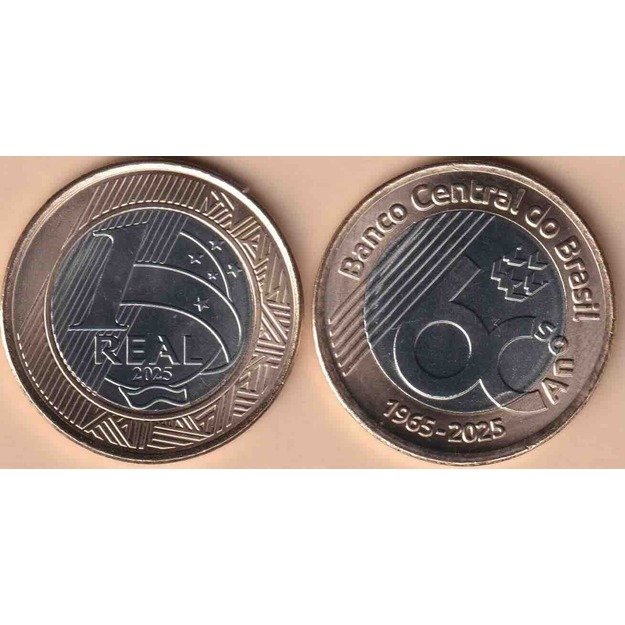 Brazilija 1 realas 2025 km#new 60 metų centriniam bankui UNC