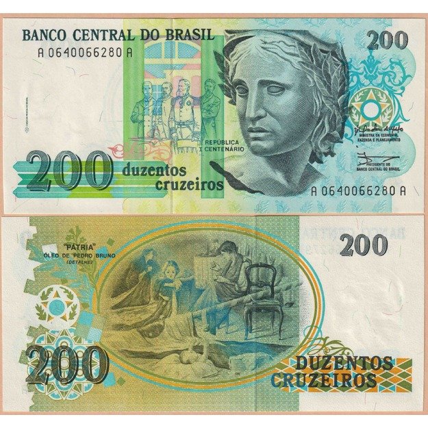 Brazilija 200 kruzeirų 1990 p#229 UNC