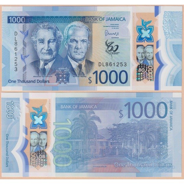 Jamaika 1000 dolerių 2022 p#W99 60 metų nepriklausomybei UNC