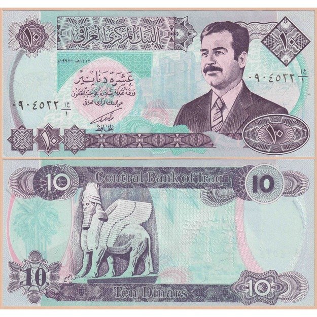 Irakas 10 dinarų1992 p#81(2) UNC