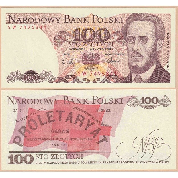 Lenkija 100 zlotų 1988 p#143e UNC