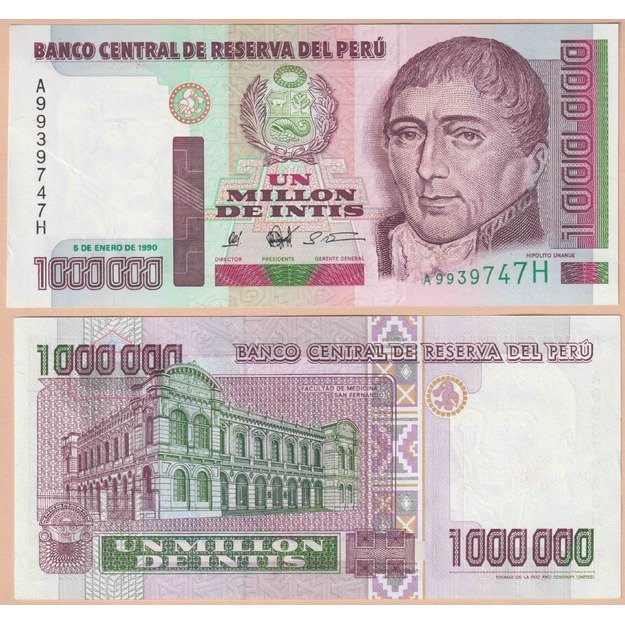 Peru 1000000 inčių 1990 p#148 UNC