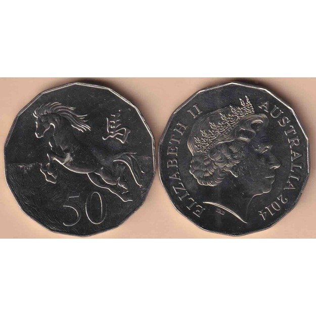 Australija 50 centų 2014 km#new arklio metai UNC