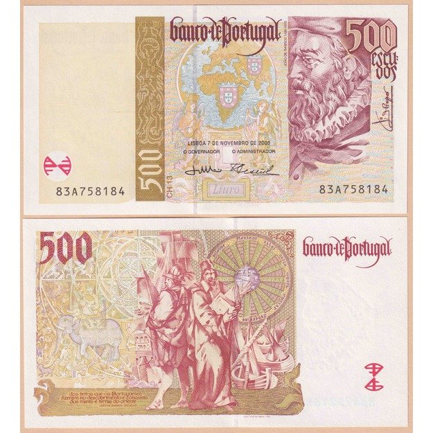 Portugalija 500 eskudų 2000 p#187 UNC