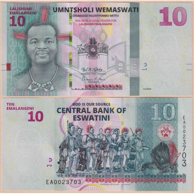 Esvatinis 10 emalangenių 2024 p#WA44 UNC