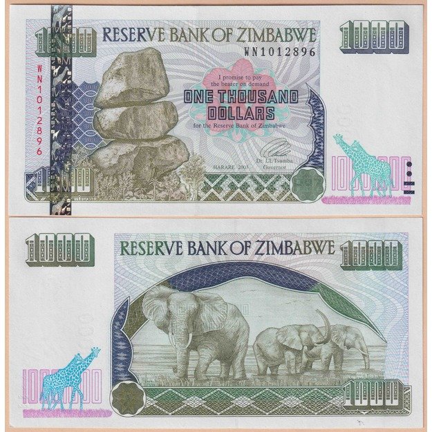 Zimbabvė 1000 dolerių 2003 p#12b UNC