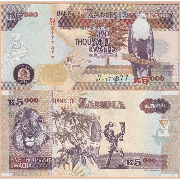 Zambija 5000 kvačų 2012 p#45h UNC