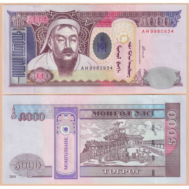 Mongolija 5000 tugrikų 2003 p#68b UNC