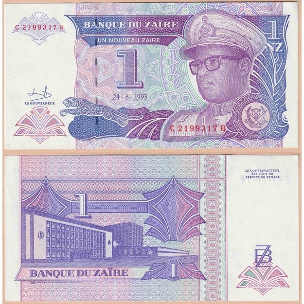 Zairas 1 naujasis zairas 1993 p#52 UNC
