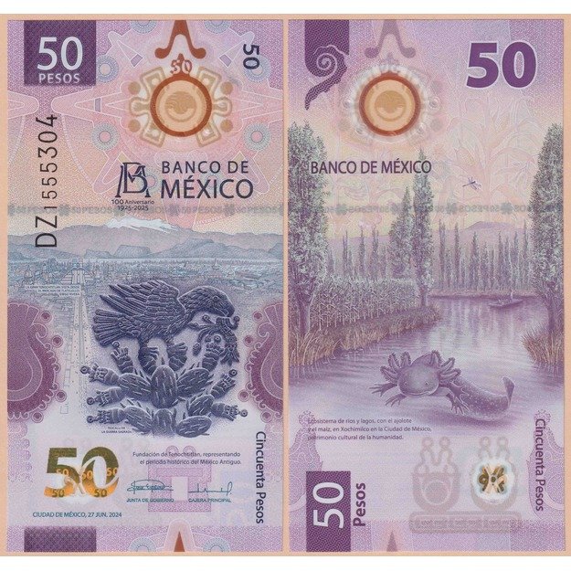 Meksika 50 pesų 2024 p#138 Meksikos banko 100-osios metinės UNC