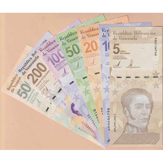Venesuela 7 banknotų 2021-2023 rinkinys p#W115-p#W121 UNC