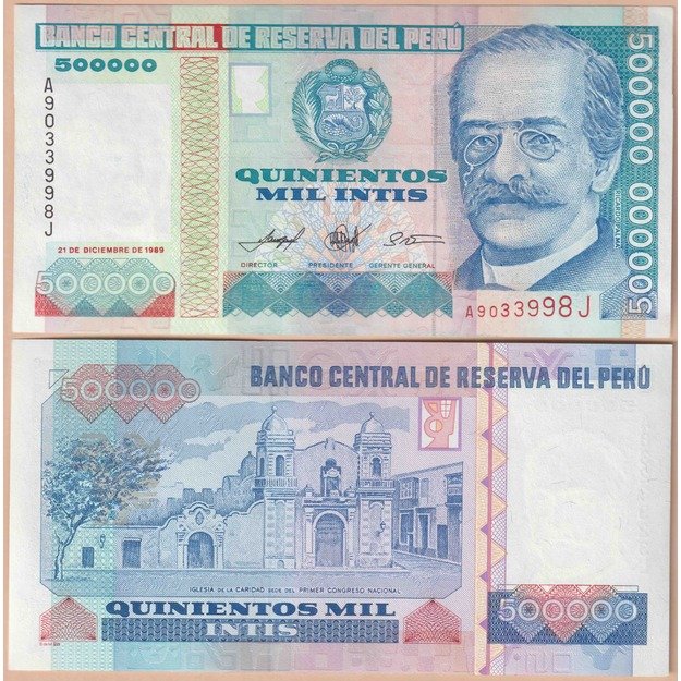 Peru 500000 inčių 1989 p#147 UNC
