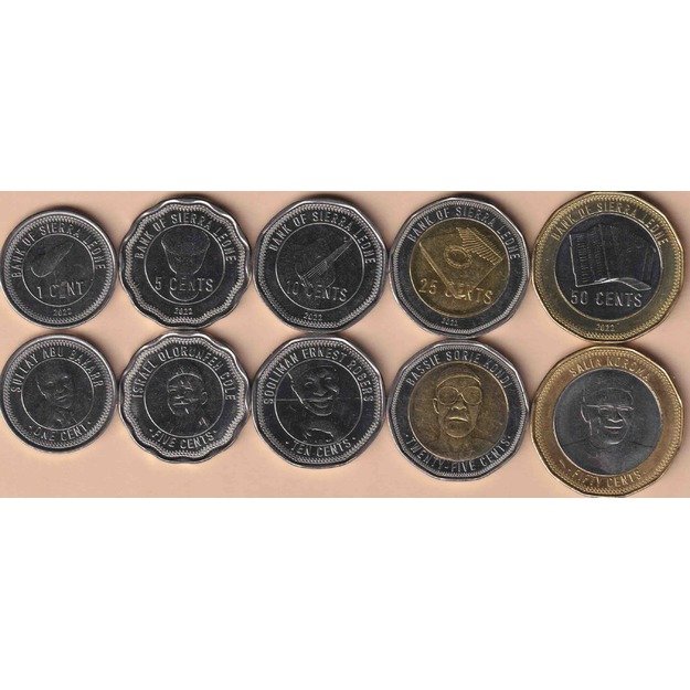 Siera Leonė,5 monetų 2022 rinkinys km#503-507 UNC