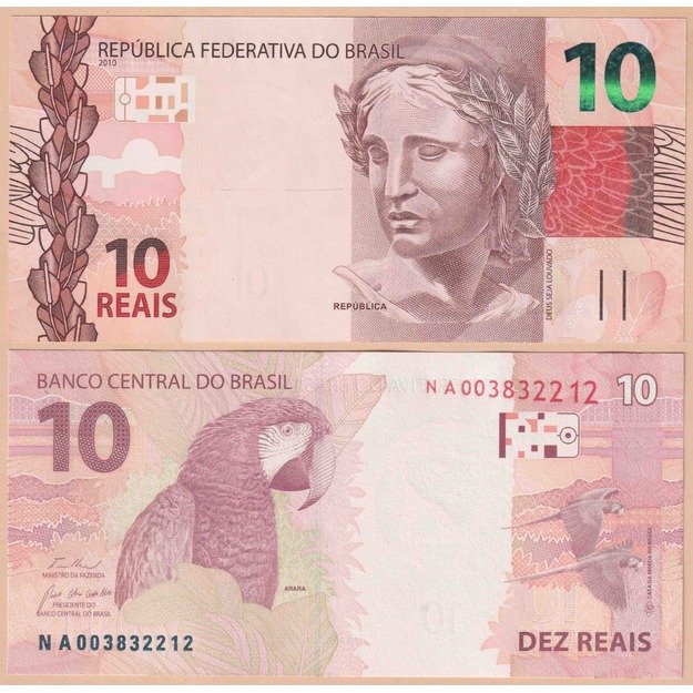 Brazilija 10 realų 2010-2025 p#254f UNC