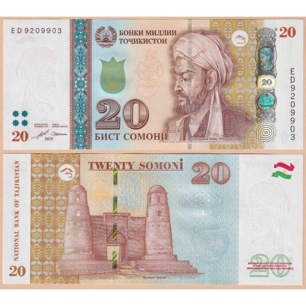 Tadžikistanas 20 somonių 2025 p#25 UNC