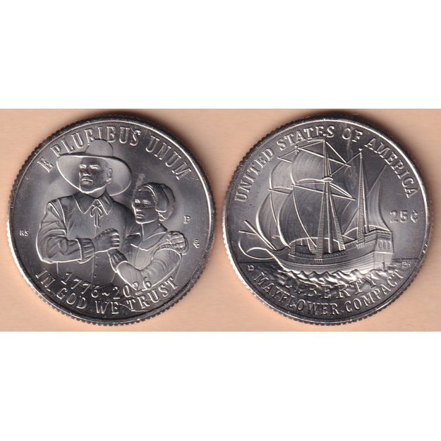 United States 25 cents 2026 km#829 Mayflower UNC P