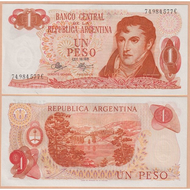 Argentina 1 pesas 1970-1973 p#287(3) UNC