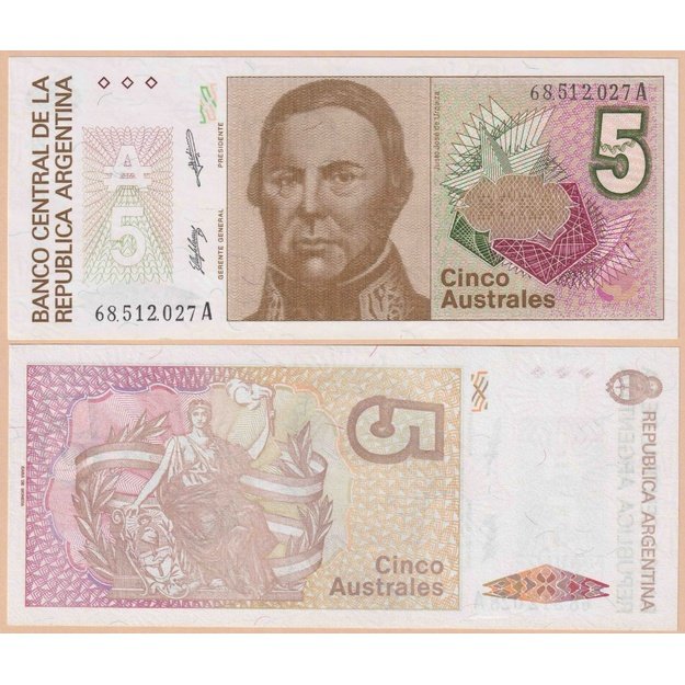 Argentina 5 australiai 1986-1989 p#324b UNC