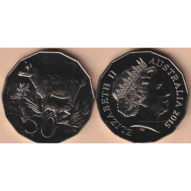 Australija 50 centų 2015 km#2998 ožkos metai UNC