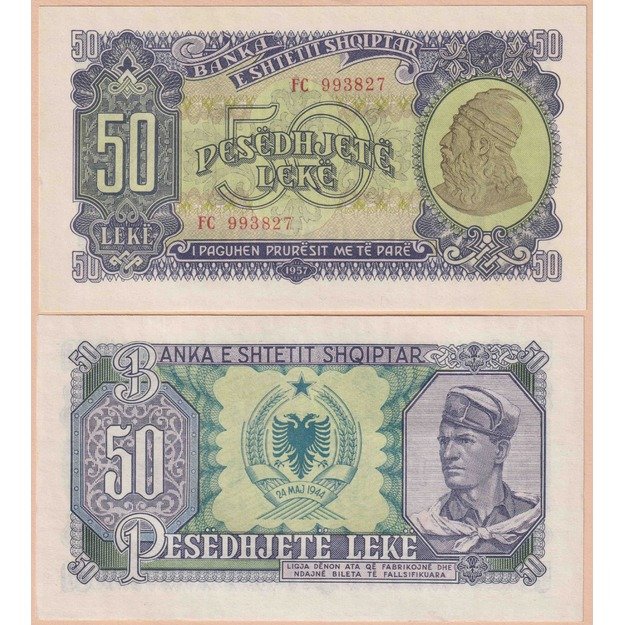 Albanija 5 banknotų 1957 rinkinys p#28-32 aUNC