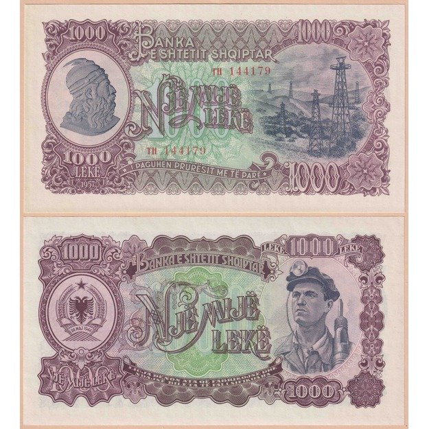 Albanija 5 banknotų 1957 rinkinys p#28-32 aUNC