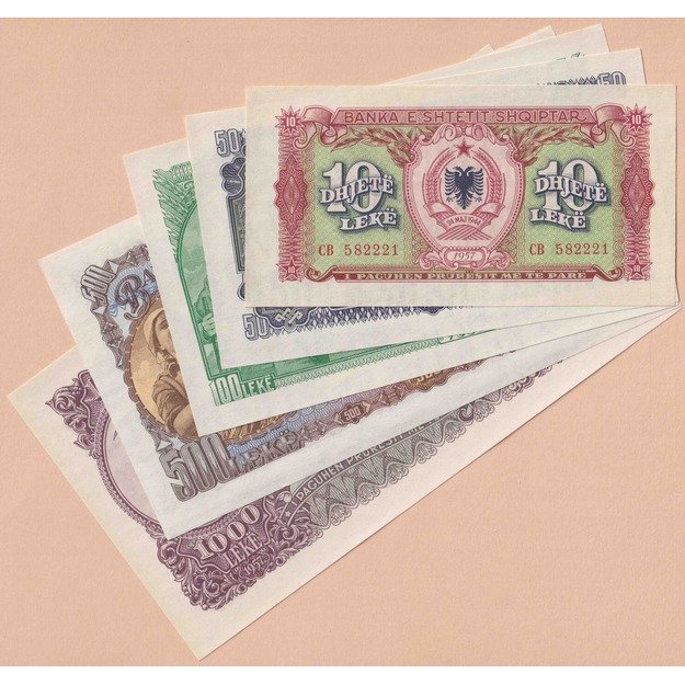 Albanija 5 banknotų 1957 rinkinys p#28-32 aUNC