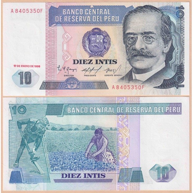 Peru 10 inčių 1986 p#128 UNC