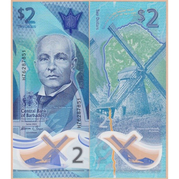 Barbadosas 2 doleriai 2022 p#W80 UNC