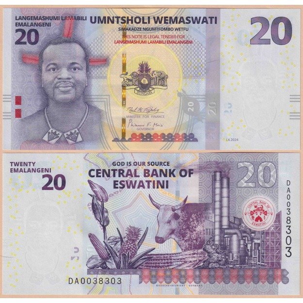 Esvatinis 20 emalangenių 2024 p#WB44 UNC