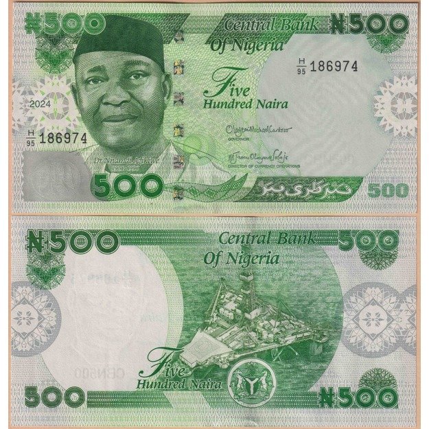 Nigerija 500 nairų 2024 p#W48 UNC
