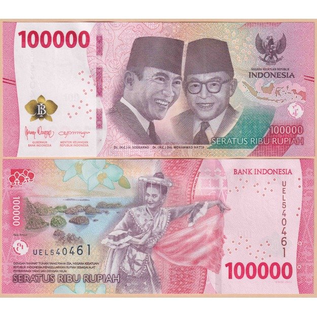 Indonezija 100000 rupijų  2022 p#W168 UNC