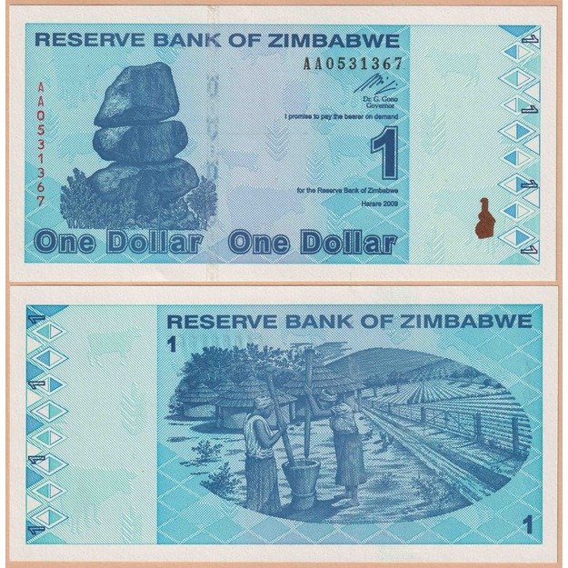 Zimbabvė 1 doleris 2009 p#92 UNC