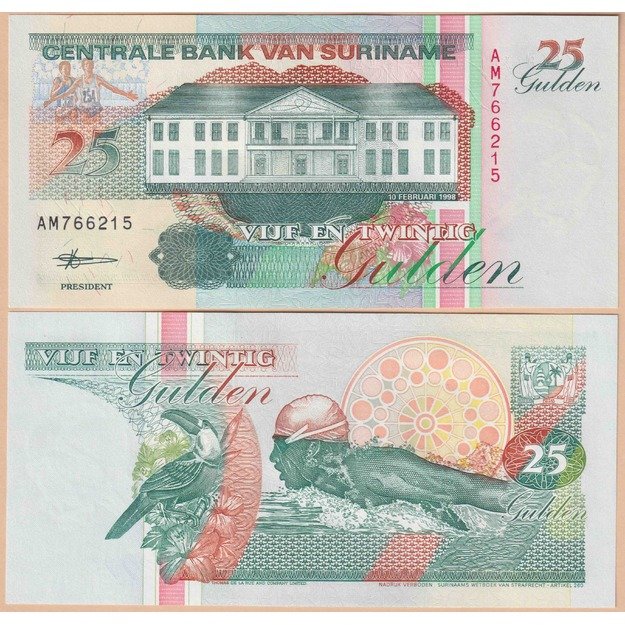 Surinamas 25 guldenai 1998 p#138d UNC