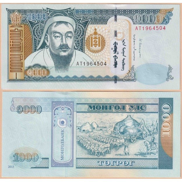 Mongolija 1000 tugrikų 2013 p#67d UNC