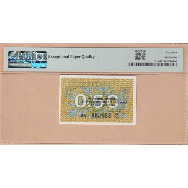 Lietuva 0.50 Talono 1991 p#31b PMG64