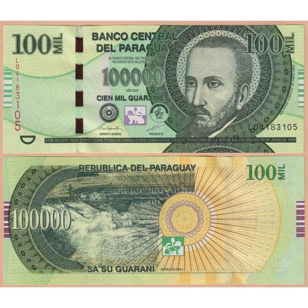 Paragvajus 100000 gvaranių 2024 p#240 UNC
