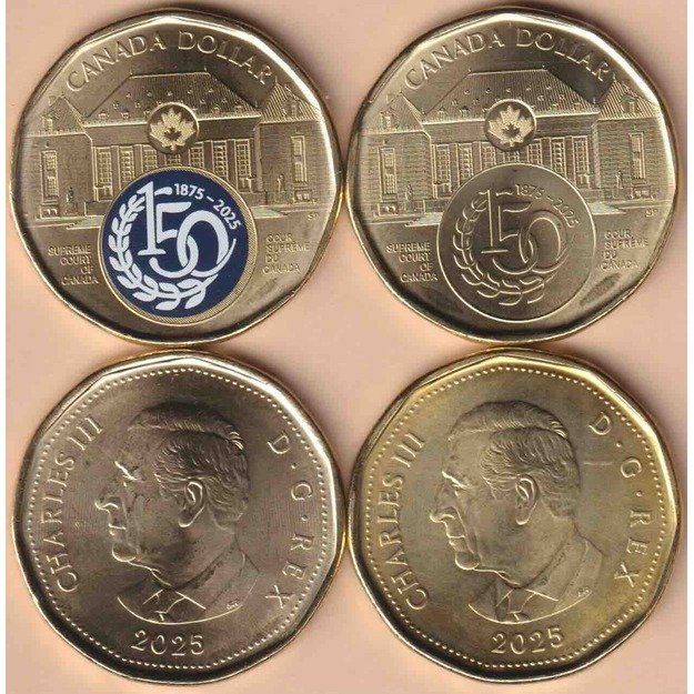 Kanada, 2 monetų rinkinys 1 Doleris 2025 km#3576 Kanados aukščiausiojo teismo 150-osios metinės UNC