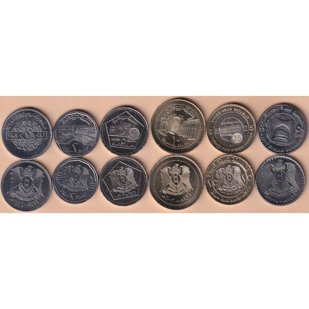 Sirija 6 monetų 1996-2018 rinkinys km#125-133 UNC
