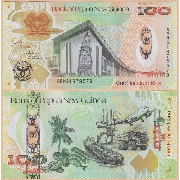 Papua Naujoji Gvinėja 100 kinų 2008 p#37 banko 35-osios metinės UNC