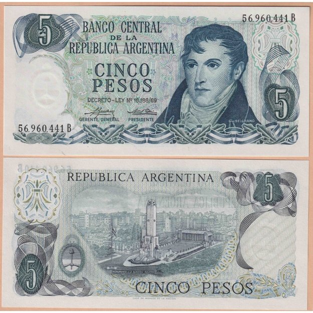 Argentina 5 pesai  1974-1976 p#294(2) UNC