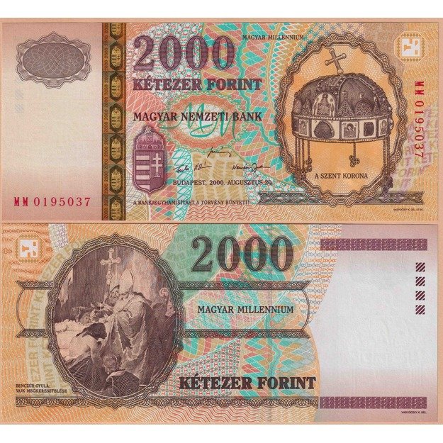 Vengrija 2000 forintų  2000 p#186 1000 metų Vengrijos valstybei UNC